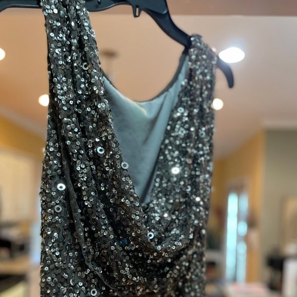 Silver sequined Maxi Dress Sz. 12/14 - Picture 4 of 8